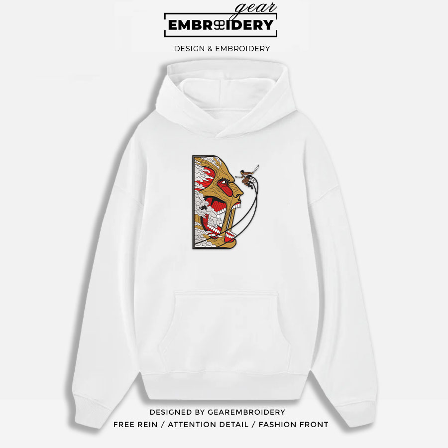Kill titan Attack On Titan Anime Embroidered Design Personalized Embroidered T Shirt Sweatshirt Hoodie Clothing ATT037