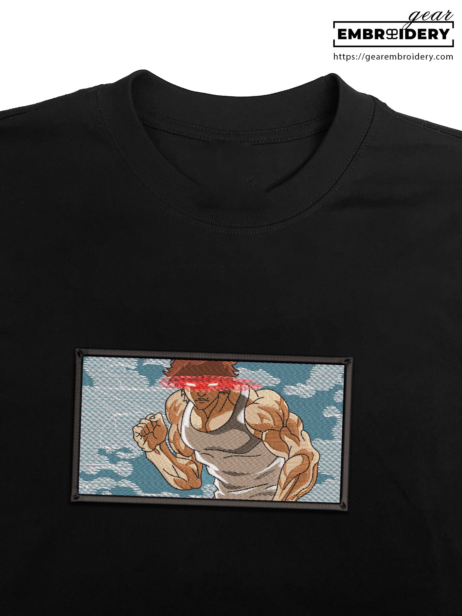 Baki fight pose Baki Anime Embroidered Design Personalized Embroidered T Shirt Sweatshirt Hoodie Clothing BK004