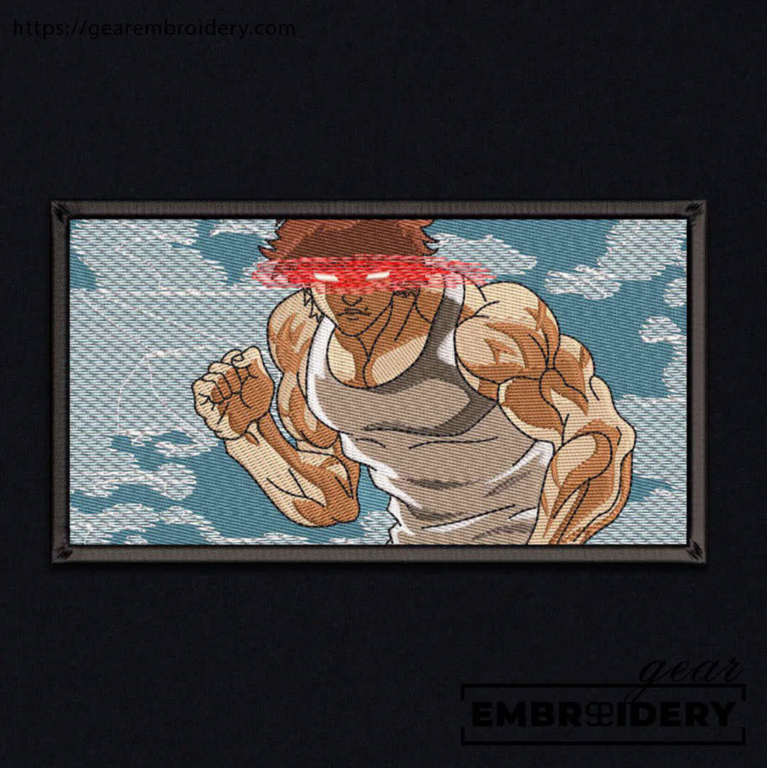 Baki fight pose Baki Anime Embroidered Design Personalized Embroidered T Shirt Sweatshirt Hoodie Clothing BK004