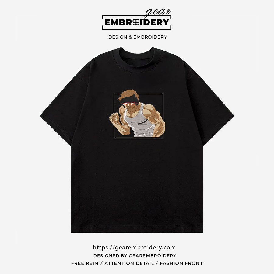 Baki fight pose Baki Anime Embroidered Design Personalized Embroidered T Shirt Sweatshirt Hoodie Clothing BK005