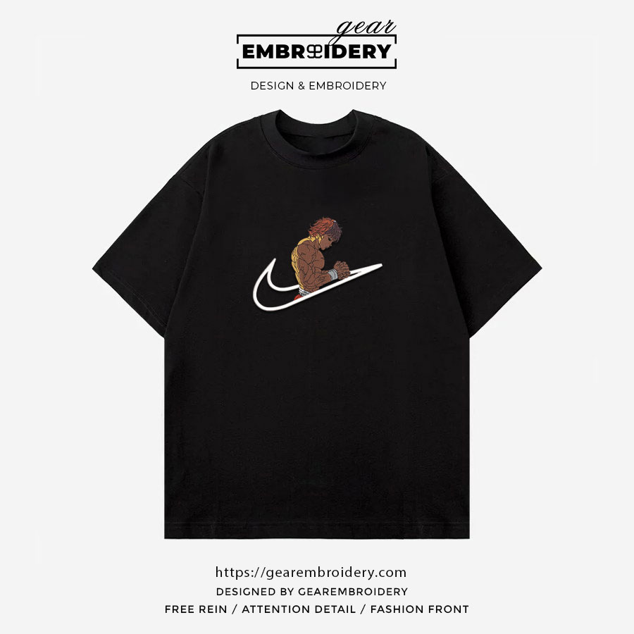 Baki swoosh nike Baki Anime Embroidered Design Personalized Embroidered T Shirt Sweatshirt Hoodie Clothing BK012