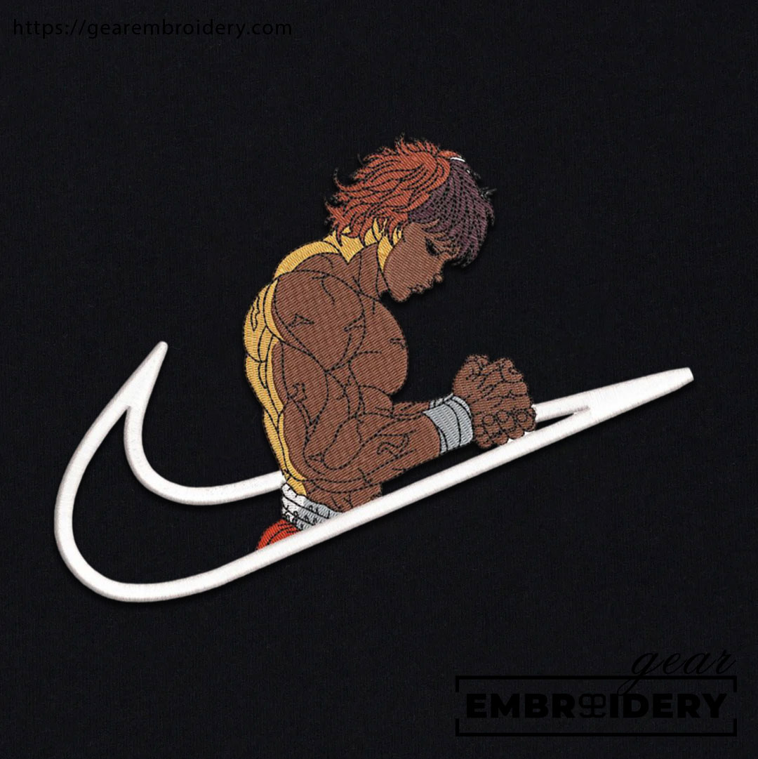 Baki swoosh nike Baki Anime Embroidered Design Personalized Embroidered T Shirt Sweatshirt Hoodie Clothing BK012