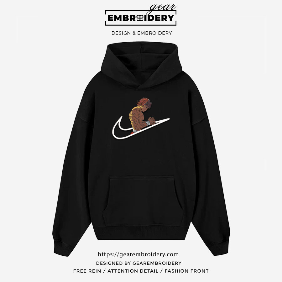 Baki swoosh nike Baki Anime Embroidered Design Personalized Embroidered T Shirt Sweatshirt Hoodie Clothing BK012