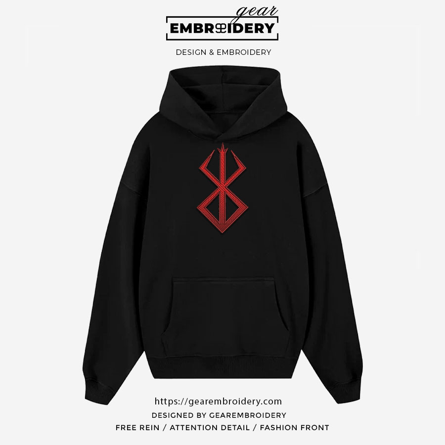 Berserk logo Berserki Anime Embroidered Design Personalized Embroidered T Shirt Sweatshirt Hoodie Clothing B003