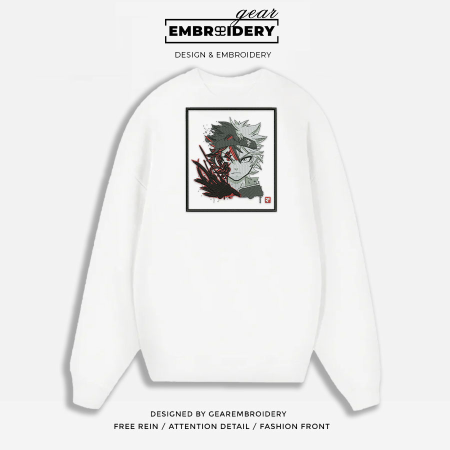 Asta x demon Black Clover Anime Embroidered Design Personalized Embroidered T Shirt Sweatshirt Hoodie Clothing BC006