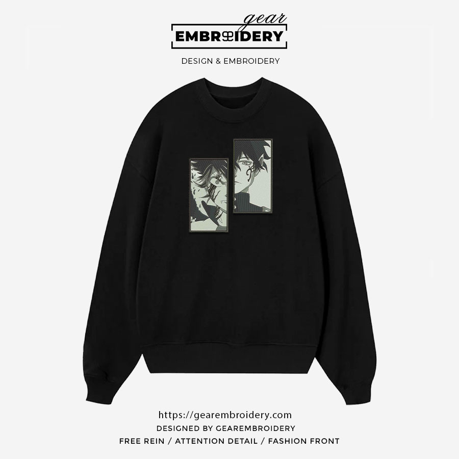 Asta x yuno Black Clover Anime Embroidered Design Personalized Embroidered T Shirt Sweatshirt Hoodie Clothing BC007