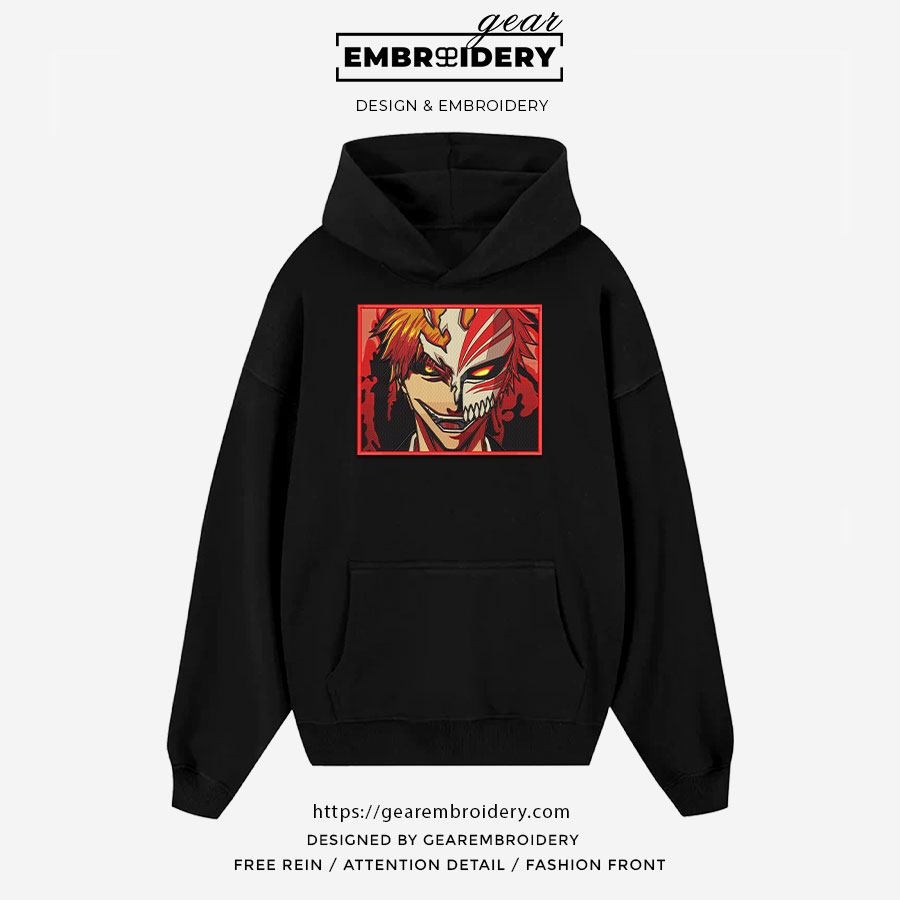 Ichigo hollow Bleach Anime Embroidered Design Personalized Embroidered T Shirt Sweatshirt Hoodie Clothing BL007
