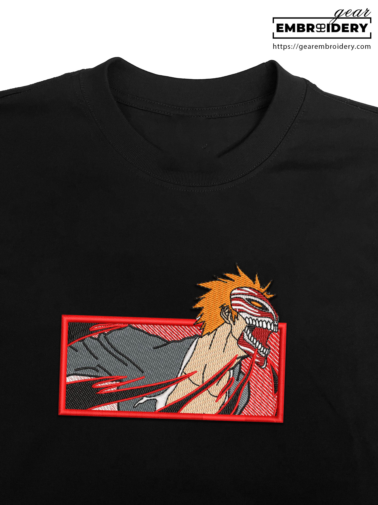 Ichigo hollow Bleach Anime Embroidered Design Personalized Embroidered T Shirt Sweatshirt Hoodie Clothing BL008