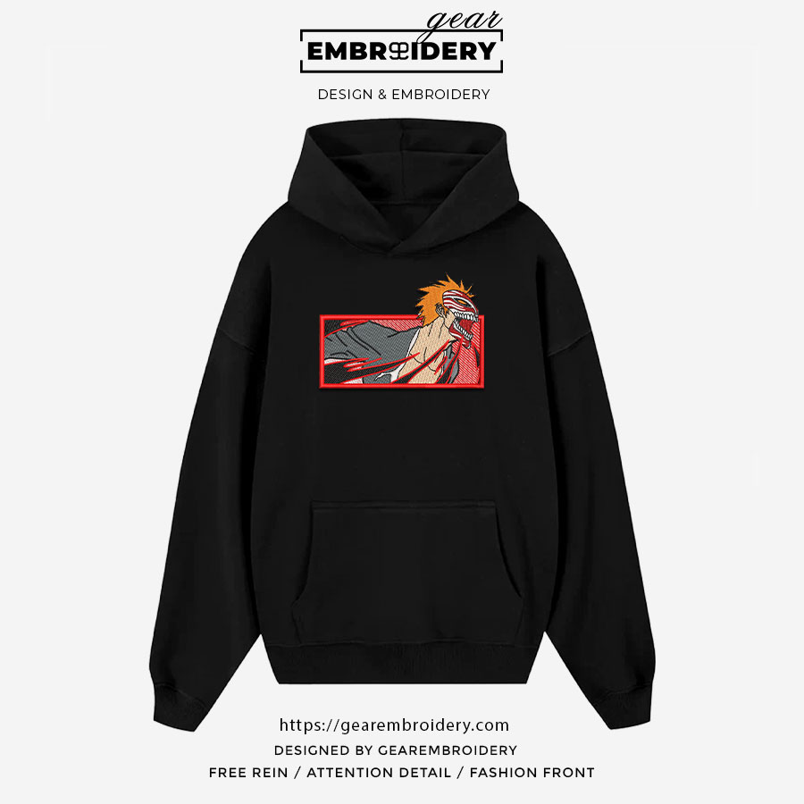 Ichigo hollow Bleach Anime Embroidered Design Personalized Embroidered T Shirt Sweatshirt Hoodie Clothing BL008