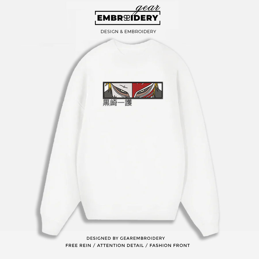 Ichigo hollow eyes Bleach Anime Embroidered Design Personalized Embroidered T Shirt Sweatshirt Hoodie Clothing BL010
