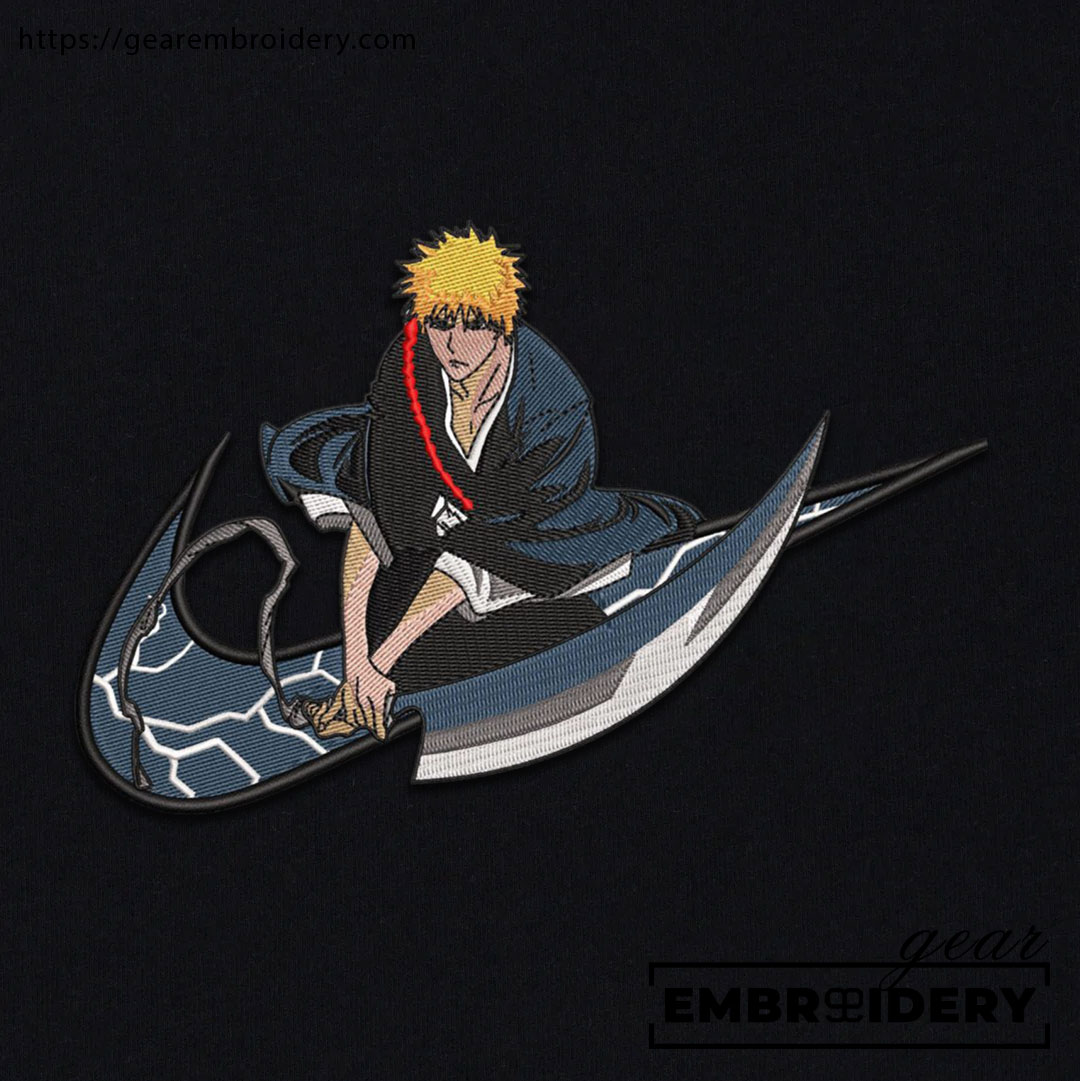 Ichigo swoosh nike Bleach Clover Anime Embroidered Design Personalized Embroidered T Shirt Sweatshirt Hoodie Clothing BL013