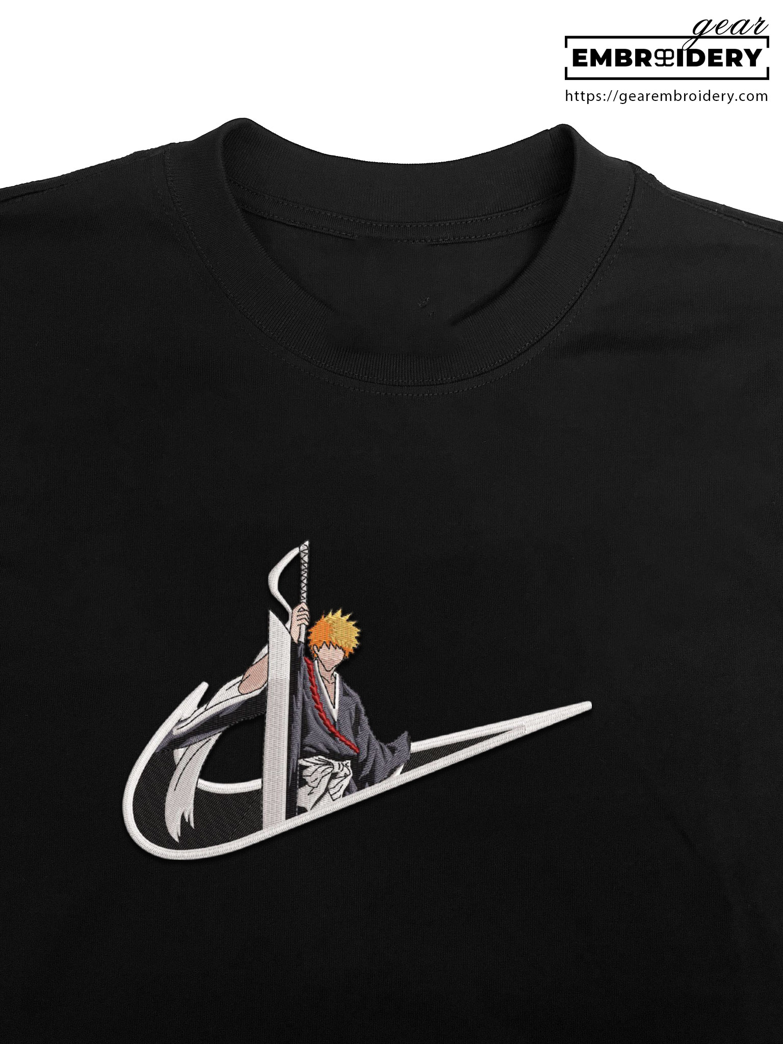Ichigo swoosh nike Bleach Clover Anime Embroidered Design Personalized Embroidered T Shirt Sweatshirt Hoodie Clothing BL014