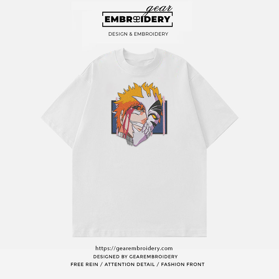 Ichigo x hollow Bleach Anime Embroidered Design Personalized Embroidered T Shirt Sweatshirt Hoodie Clothing BL017