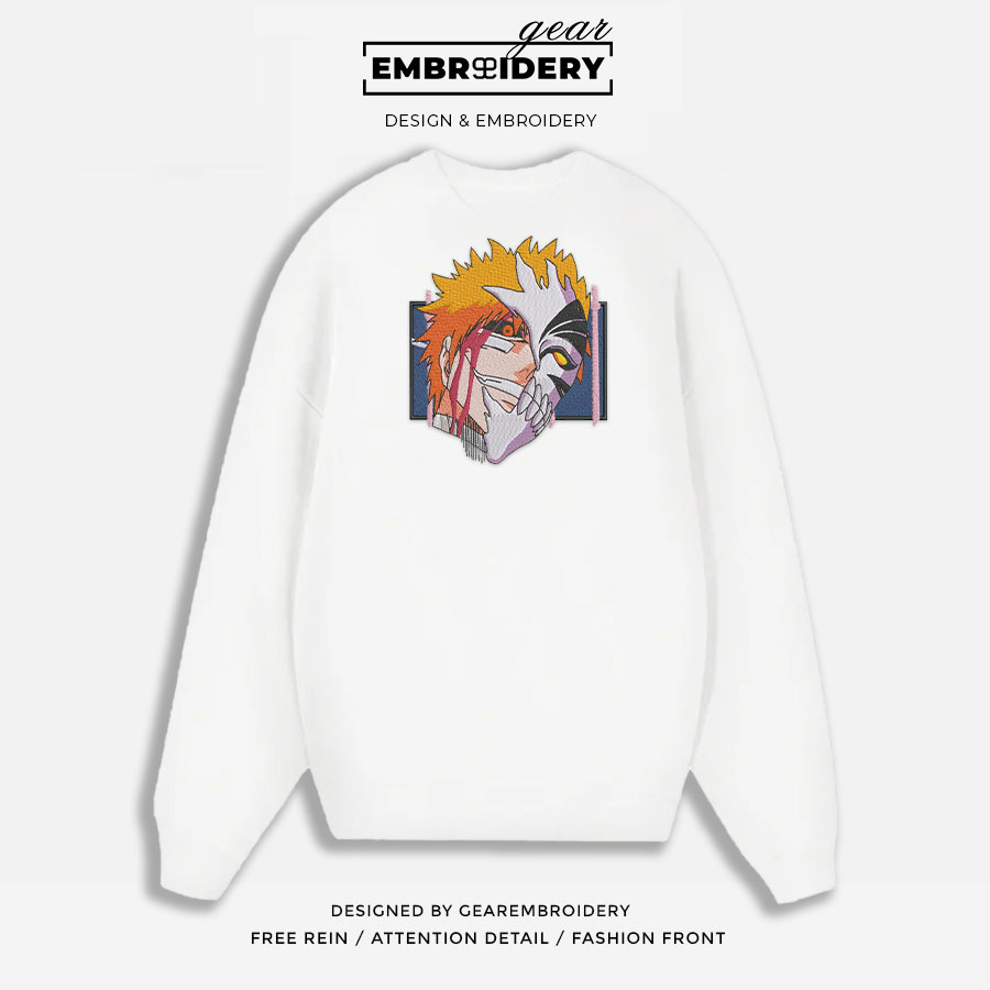 Ichigo x hollow Bleach Anime Embroidered Design Personalized Embroidered T Shirt Sweatshirt Hoodie Clothing BL017