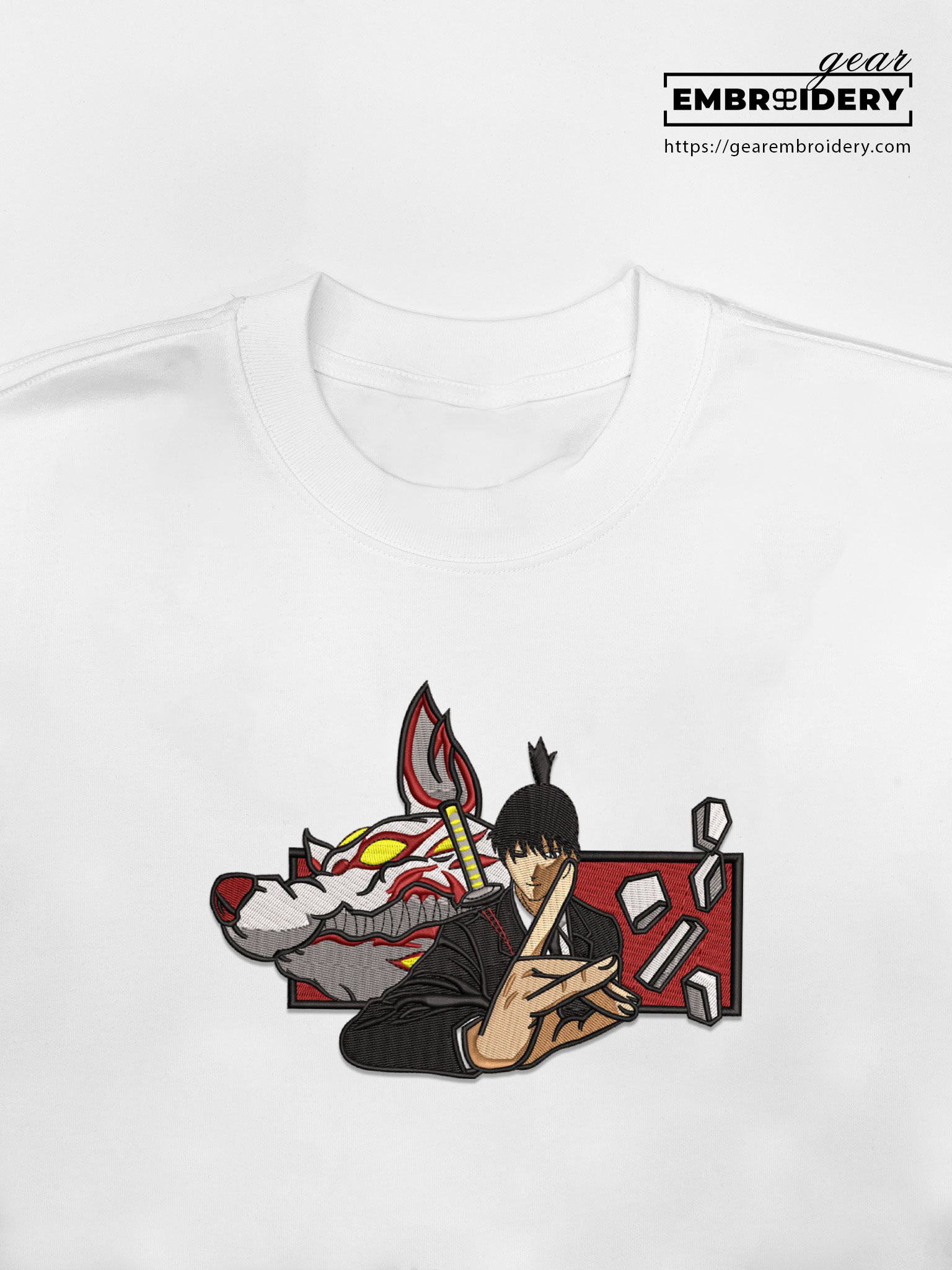 Aki hayakawa kon Chainsaw Man Anime Embroidered Design Personalized Embroidered T Shirt Sweatshirt Hoodie Clothing CM004