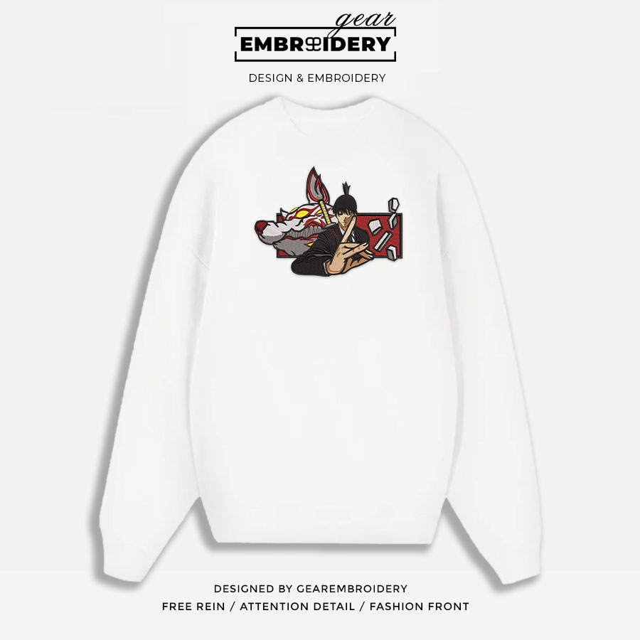 Aki hayakawa kon Chainsaw Man Anime Embroidered Design Personalized Embroidered T Shirt Sweatshirt Hoodie Clothing CM004