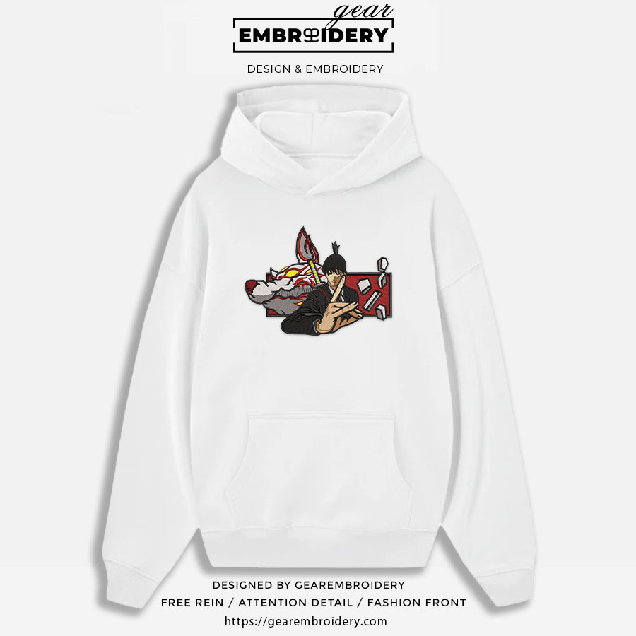 Aki hayakawa kon Chainsaw Man Anime Embroidered Design Personalized Embroidered T Shirt Sweatshirt Hoodie Clothing CM004