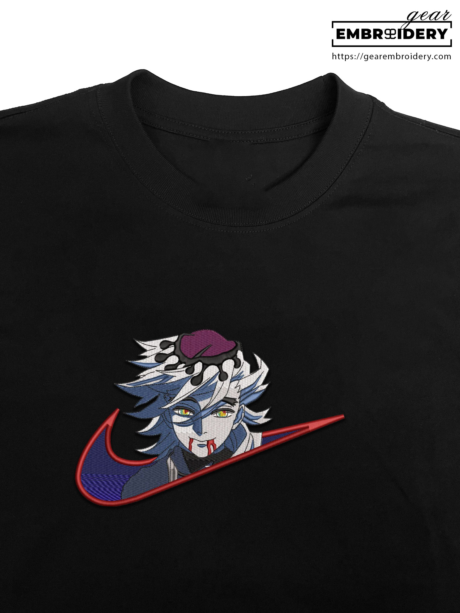 Douma swoosh nike Demon Slayer Anime Embroidered Design Personalized Embroidered T Shirt Sweatshirt Hoodie Clothing DS0019