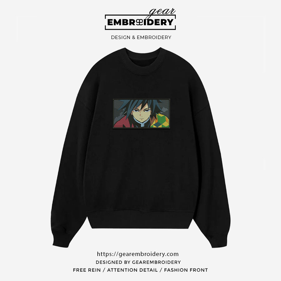 Giyu tomioka Demon Slayer Anime Embroidered Design Personalized Embroidered T Shirt Sweatshirt Hoodie Clothing DS0024
