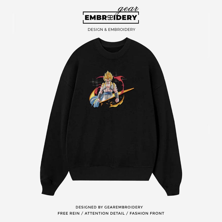 Gogeta swoosh nike Dragon Ball Anime Embroidered Design Personalized Embroidered T Shirt Sweatshirt Hoodie Clothing DB018