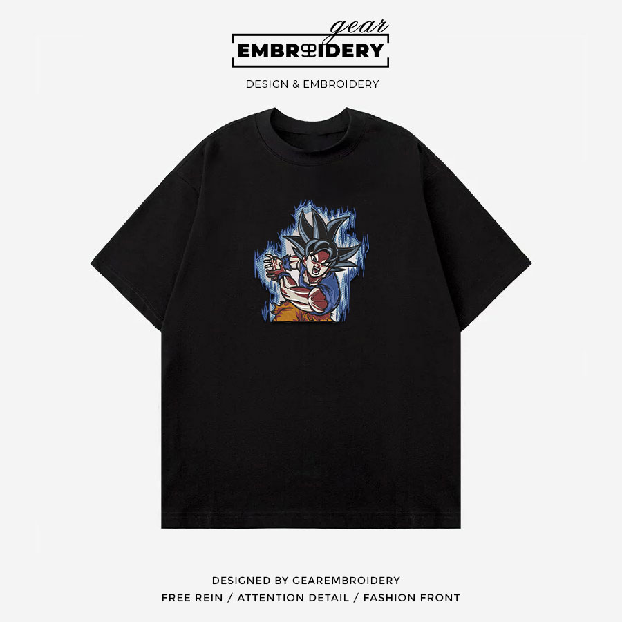 Goku attack Dragon Ball Anime Embroidered Design Personalized Embroidered T Shirt Sweatshirt Hoodie Clothing DB024