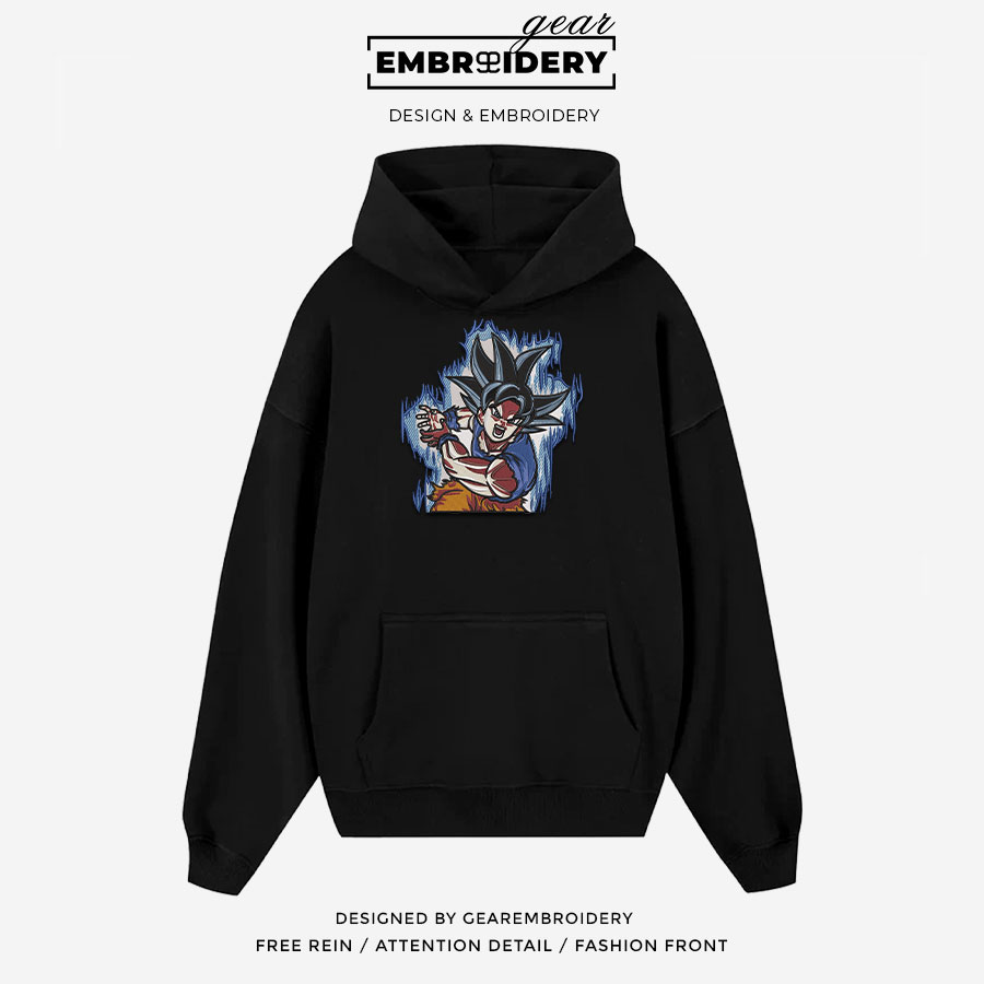 Goku attack Dragon Ball Anime Embroidered Design Personalized Embroidered T Shirt Sweatshirt Hoodie Clothing DB024