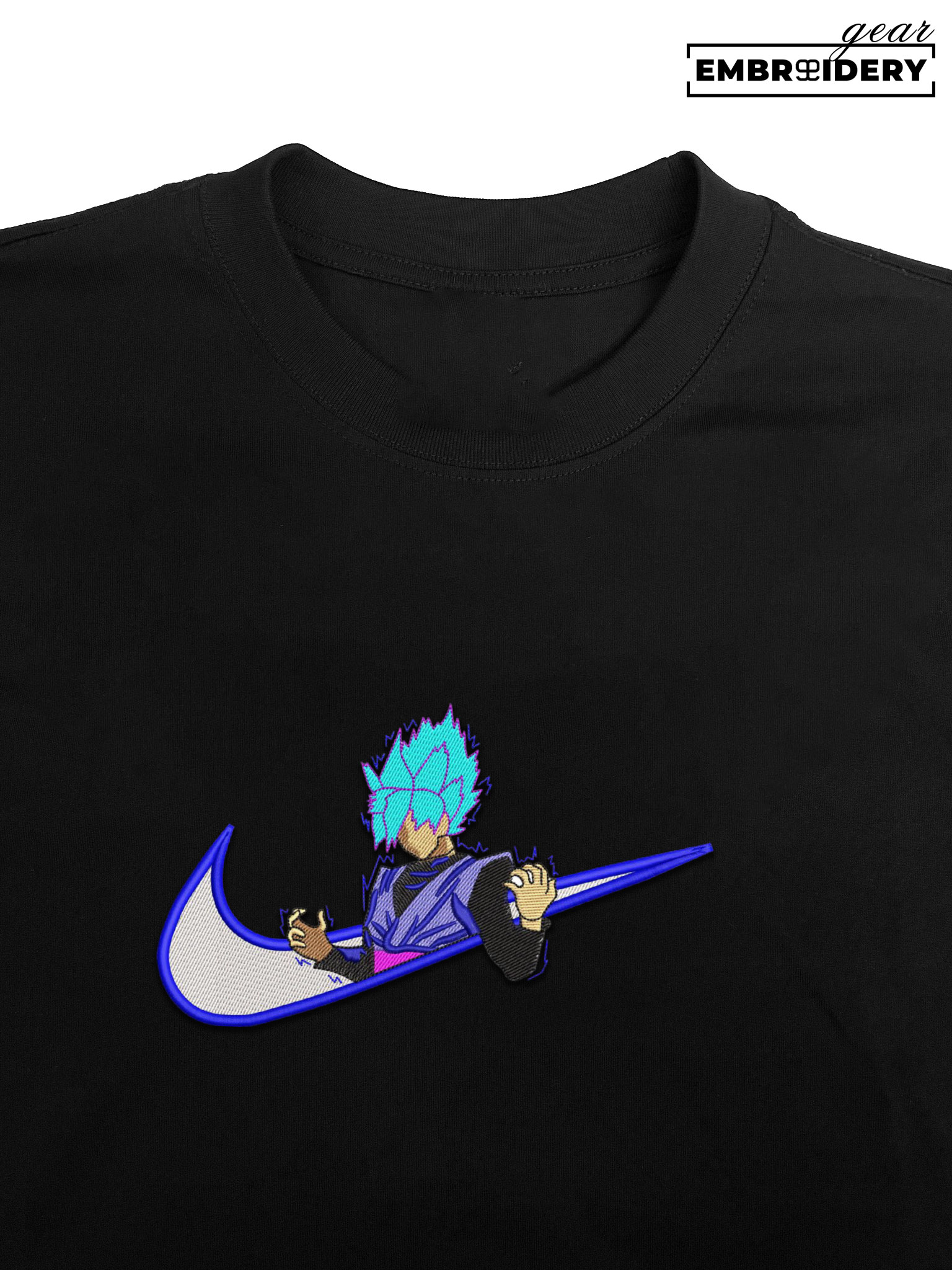 Goku blue swoosh nike Dragon Ball Anime Embroidered Design Personalized Embroidered T Shirt Sweatshirt Hoodie Clothing DB028