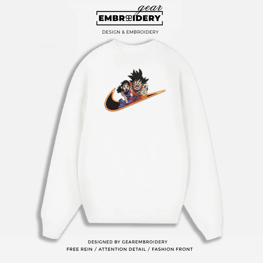 Goku chichi swoosh nike Dragon Ball Anime Embroidered Design Personalized Embroidered T Shirt Sweatshirt Hoodie Clothing DB029