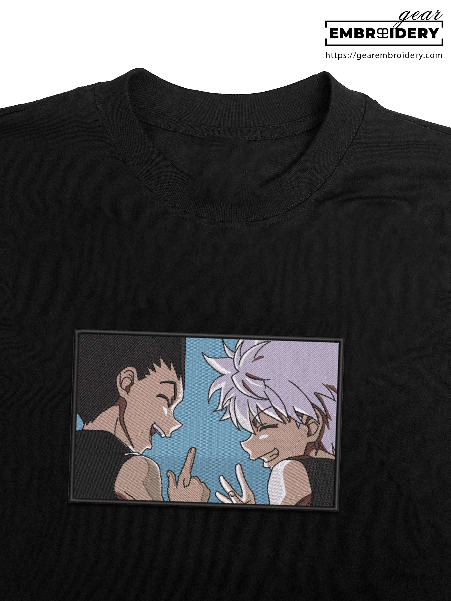 Gon killua smile Hunter x Hunter Anime Embroidered Design Personalized Embroidered T Shirt Sweatshirt Hoodie Clothing HXH014