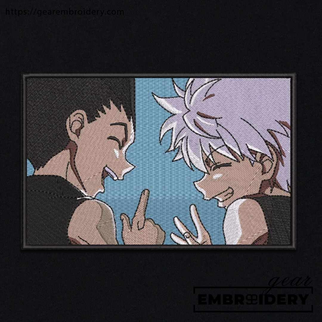 Gon killua smile Hunter x Hunter Anime Embroidered Design Personalized Embroidered T Shirt Sweatshirt Hoodie Clothing HXH014