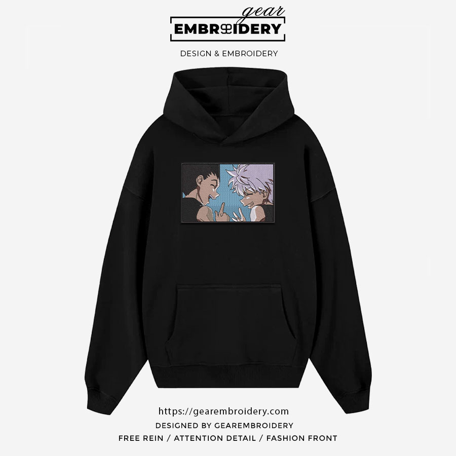 Gon killua smile Hunter x Hunter Anime Embroidered Design Personalized Embroidered T Shirt Sweatshirt Hoodie Clothing HXH014