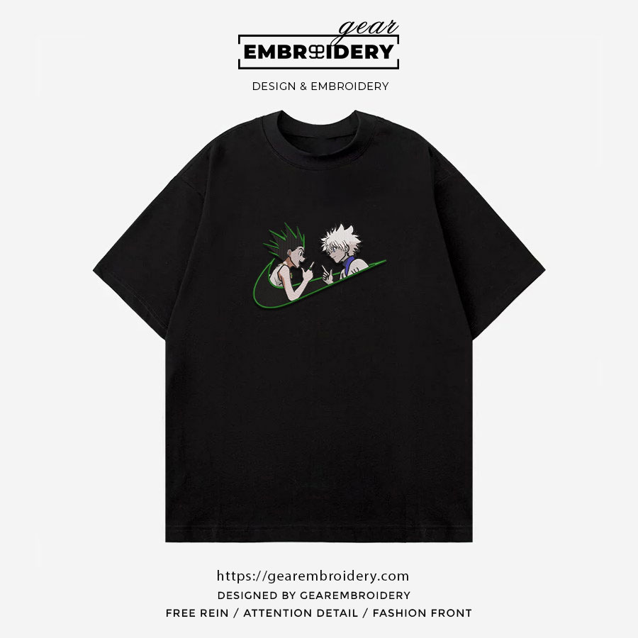 Gon x killua swoosh Hunter x Hunter Nike Anime Embroidered Design Personalized Embroidered T Shirt Sweatshirt Hoodie Clothing HXH021