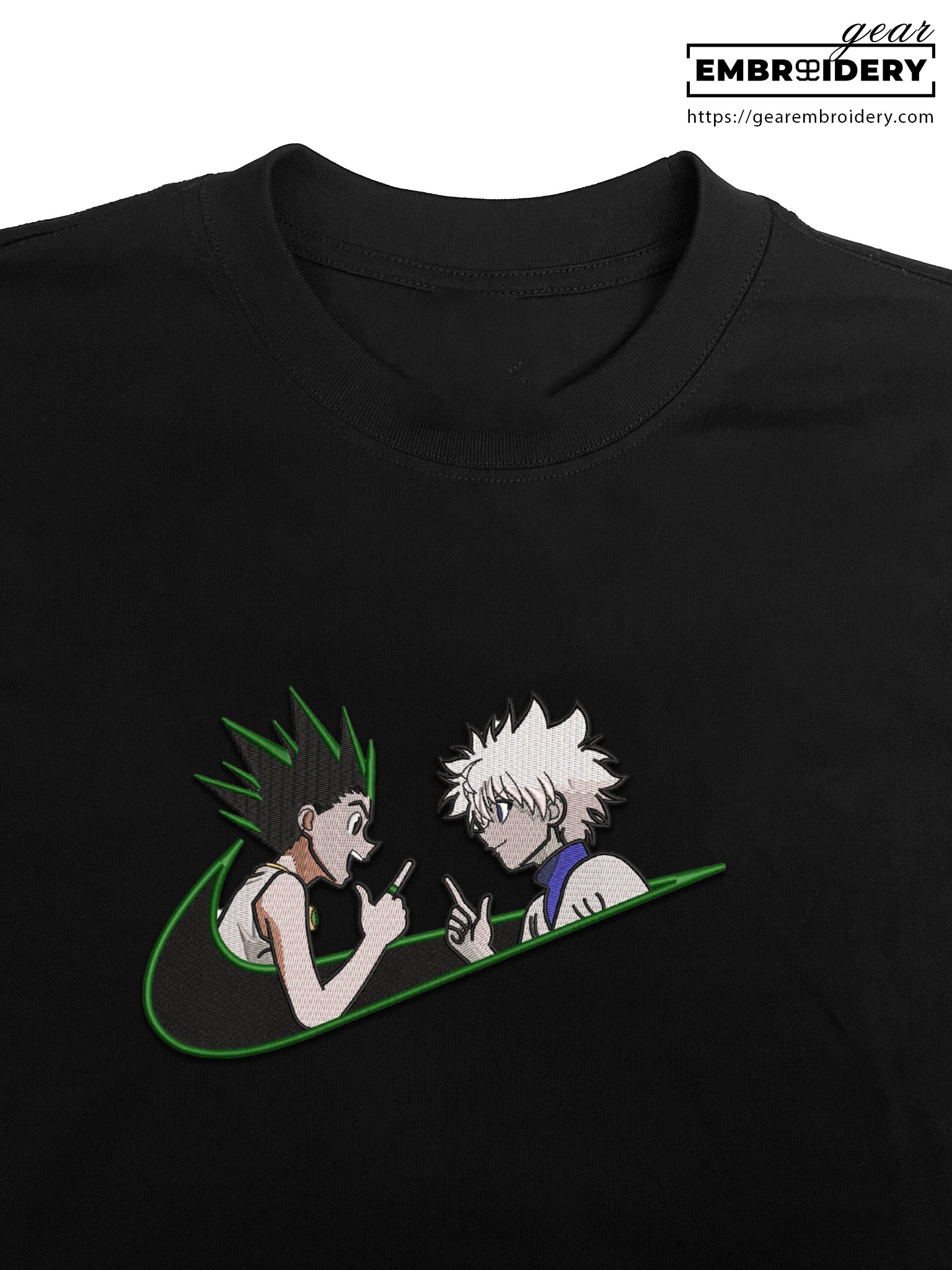Gon x killua swoosh Hunter x Hunter Nike Anime Embroidered Design Personalized Embroidered T Shirt Sweatshirt Hoodie Clothing HXH021