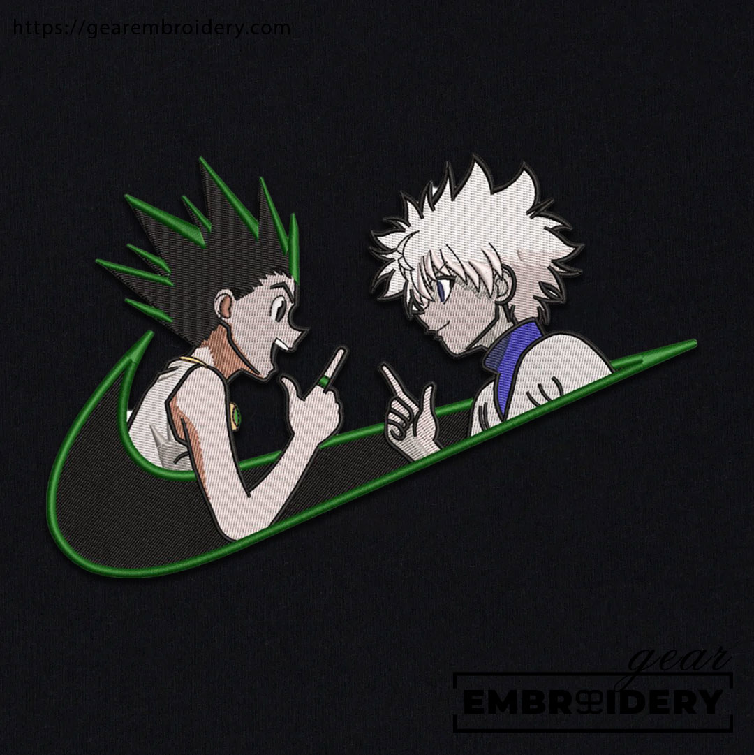 Gon x killua swoosh Hunter x Hunter Nike Anime Embroidered Design Personalized Embroidered T Shirt Sweatshirt Hoodie Clothing HXH021