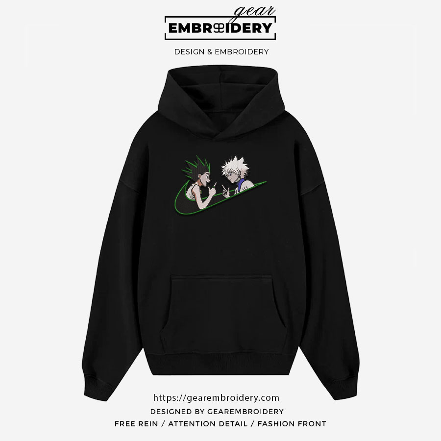 Gon x killua swoosh Hunter x Hunter Nike Anime Embroidered Design Personalized Embroidered T Shirt Sweatshirt Hoodie Clothing HXH021