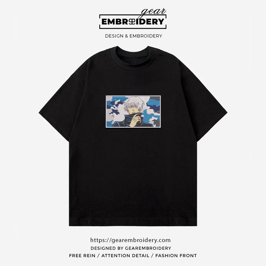 Gojo clouds Jujutsu Kaisen Anime Embroidered Design Personalized Embroidered T Shirt Sweatshirt Hoodie Clothing JK006