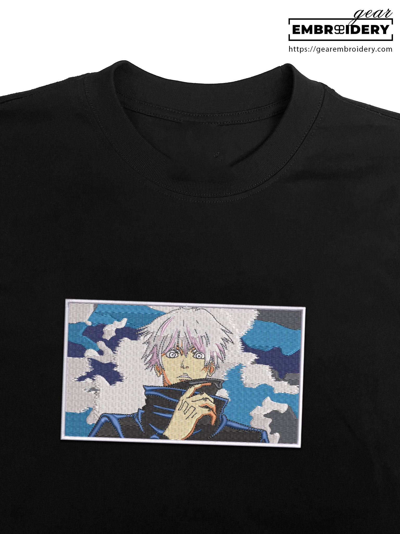 Gojo clouds Jujutsu Kaisen Anime Embroidered Design Personalized Embroidered T Shirt Sweatshirt Hoodie Clothing JK006