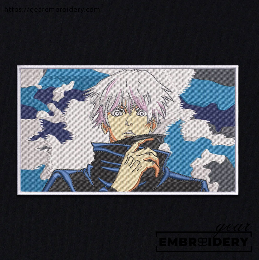 Gojo clouds Jujutsu Kaisen Anime Embroidered Design Personalized Embroidered T Shirt Sweatshirt Hoodie Clothing JK006