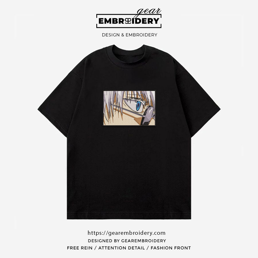 Gojo eye Jujutsu Kaisen Anime Embroidered Design Personalized Embroidered T Shirt Sweatshirt Hoodie Clothing JK011