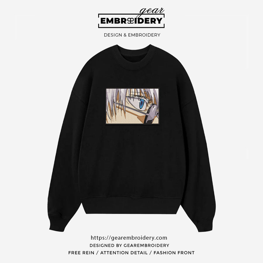 Gojo eye Jujutsu Kaisen Anime Embroidered Design Personalized Embroidered T Shirt Sweatshirt Hoodie Clothing JK011