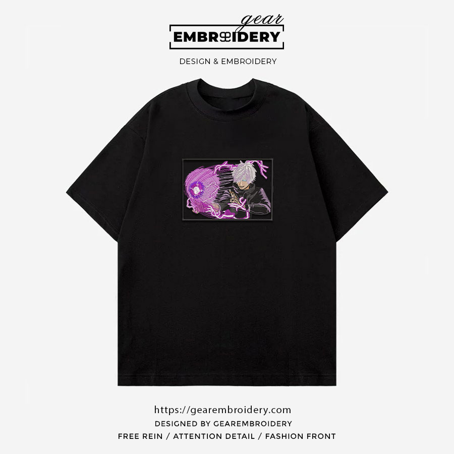 Gojo hollow purple Jujutsu Kaisen Anime Embroidered Design Personalized Embroidered T Shirt Sweatshirt Hoodie Clothing JK018