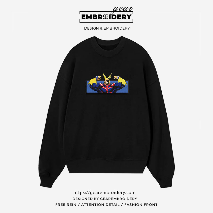 All might My Hero Academia Anime Embroidered Design Personalized Embroidered T Shirt Sweatshirt Hoodie Clothing MHA003