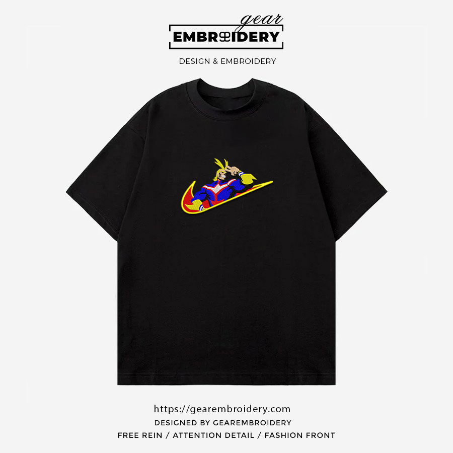 All might swoosh nike My Hero Academia Anime Embroidered Design Personalized Embroidered T Shirt Sweatshirt Hoodie Clothing MHA005