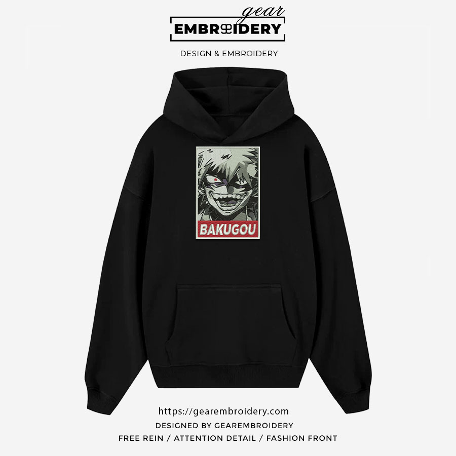 Bakugo My Hero Academia Anime Embroidered Design Personalized Embroidered T Shirt Sweatshirt Hoodie Clothing MHA006