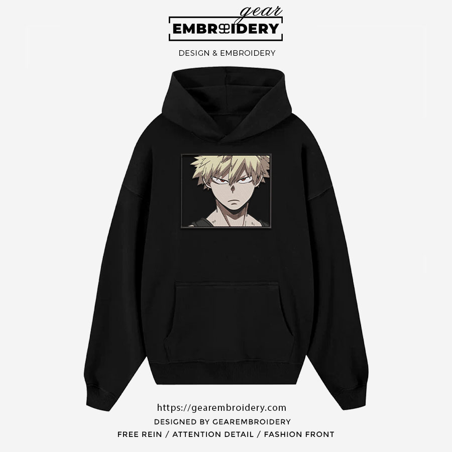 Bakugo My Hero Academia Anime Embroidered Design Personalized Embroidered T Shirt Sweatshirt Hoodie Clothing MHA008