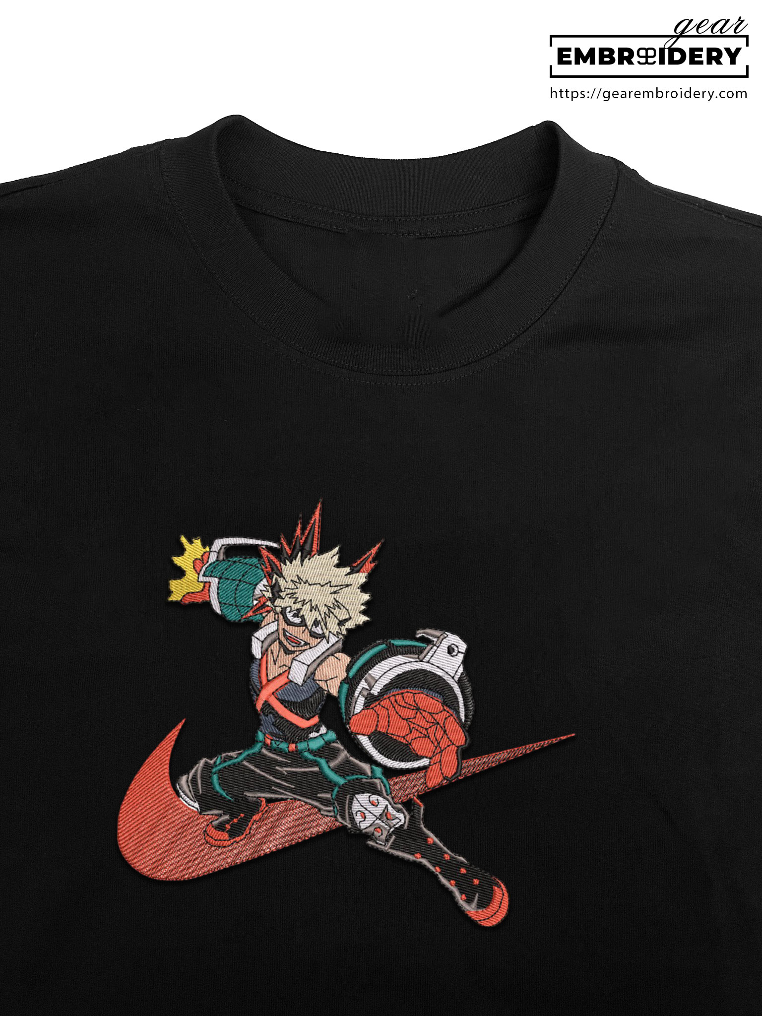 Bakugo My Hero Academia Anime Embroidered Design Personalized Embroidered T Shirt Sweatshirt Hoodie Clothing MHA009