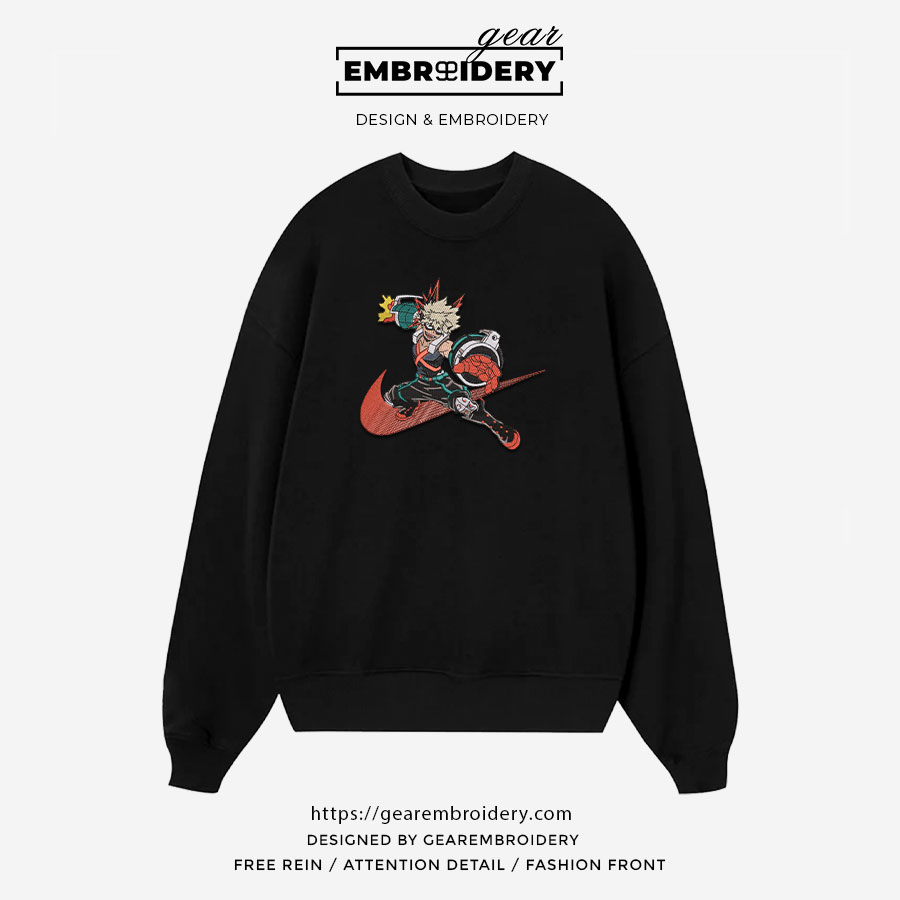 Bakugo My Hero Academia Anime Embroidered Design Personalized Embroidered T Shirt Sweatshirt Hoodie Clothing MHA009