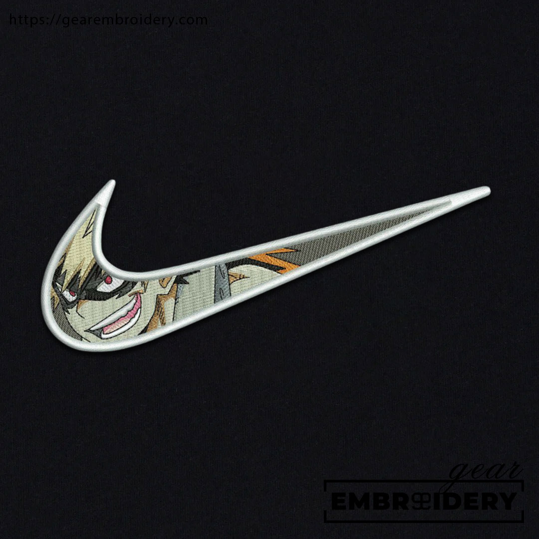 Bakugo swoosh nike My Hero Academia Anime Embroidered Design Personalized Embroidered T Shirt Sweatshirt Hoodie Clothing MHA011