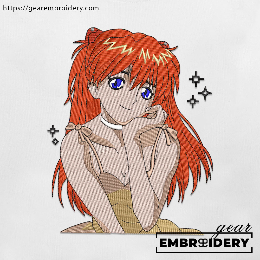 Asuka Neon Genesis Evangelion Anime Embroidered Design Personalized Embroidered T Shirt Sweatshirt Hoodie Clothing NGE002