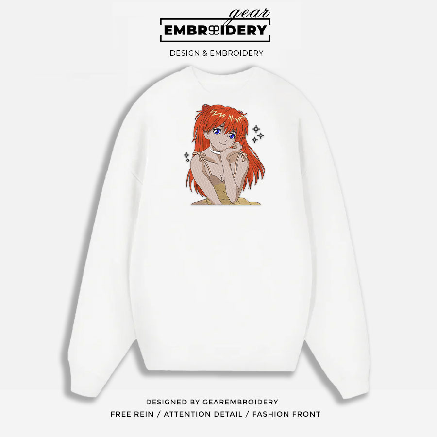 Asuka Neon Genesis Evangelion Anime Embroidered Design Personalized Embroidered T Shirt Sweatshirt Hoodie Clothing NGE002